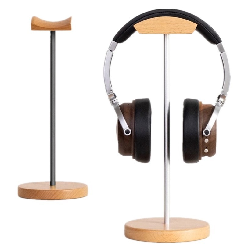 Headphone Stand Desk - 블랙 월넛 우드 & 알루미늄 헤드폰