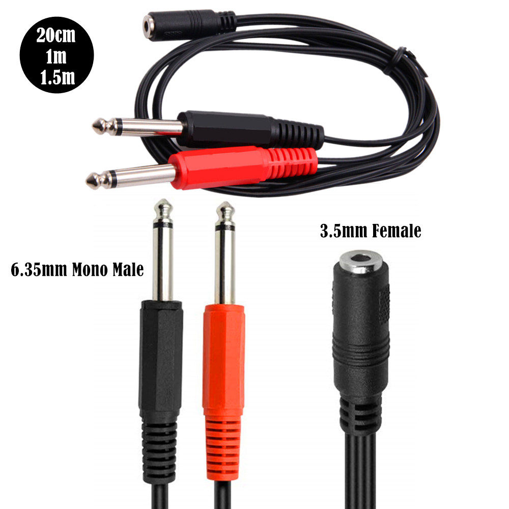 Cable Extension 3.5 - 6.35mm 남성형에서 2개의 6.35mm 여성형으로 변환하는