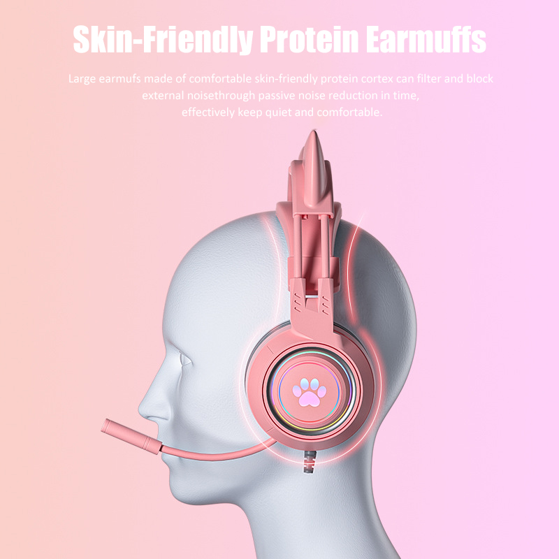 귀여운 고양이 귀 게임용 헤드폰, 마이크 포함, 소음  - Gaming Headset Rgb 리뷰 및 가격