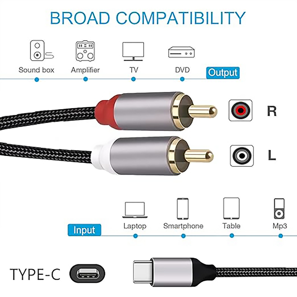 USB C - 2 RCA 오디오 케이블, Type-C  - Earphone Splitter Jack 리뷰 및 가격